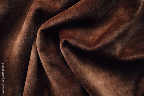 Luxurious brown velvet fabric with soft folds and rich texture.