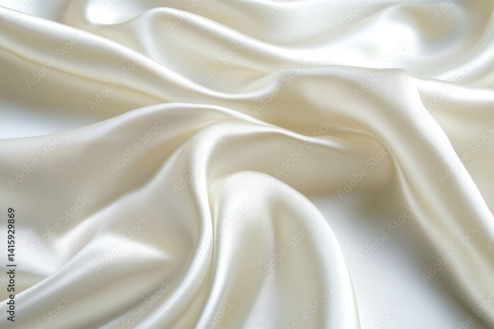 Obraz premium Creamy white satin fabric, elegantly draped, showcasing its luxurious texture and smooth folds.