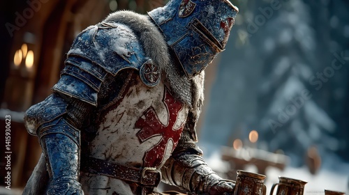 Wallpaper Mural Templar Knight in Tavern Brawl with Ale-Stained Surcoat and Splintered Furniture
 Torontodigital.ca