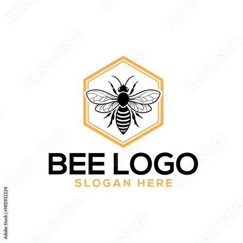 bee silhouette logo vector line art logo design