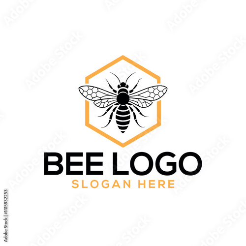 bee silhouette logo vector line art logo design