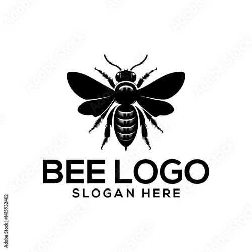 bee silhouette logo vector line art logo design