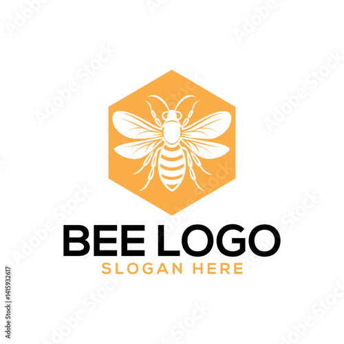bee silhouette logo vector line art logo design