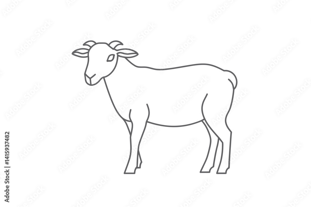 Obraz premium Continuous one line drawing is used to create a modern illustration of a sheep in minimalistic style