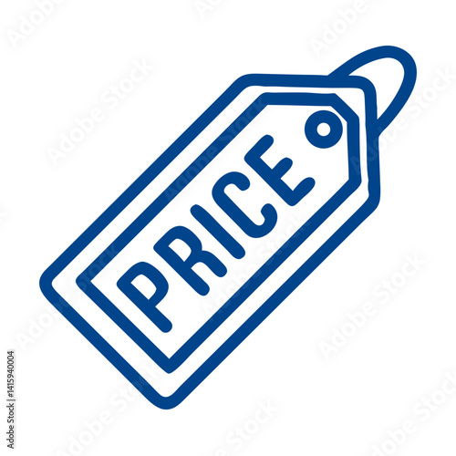 Price tag design with clear text and blue outline on a white background, representing retail pricing and merchandising
