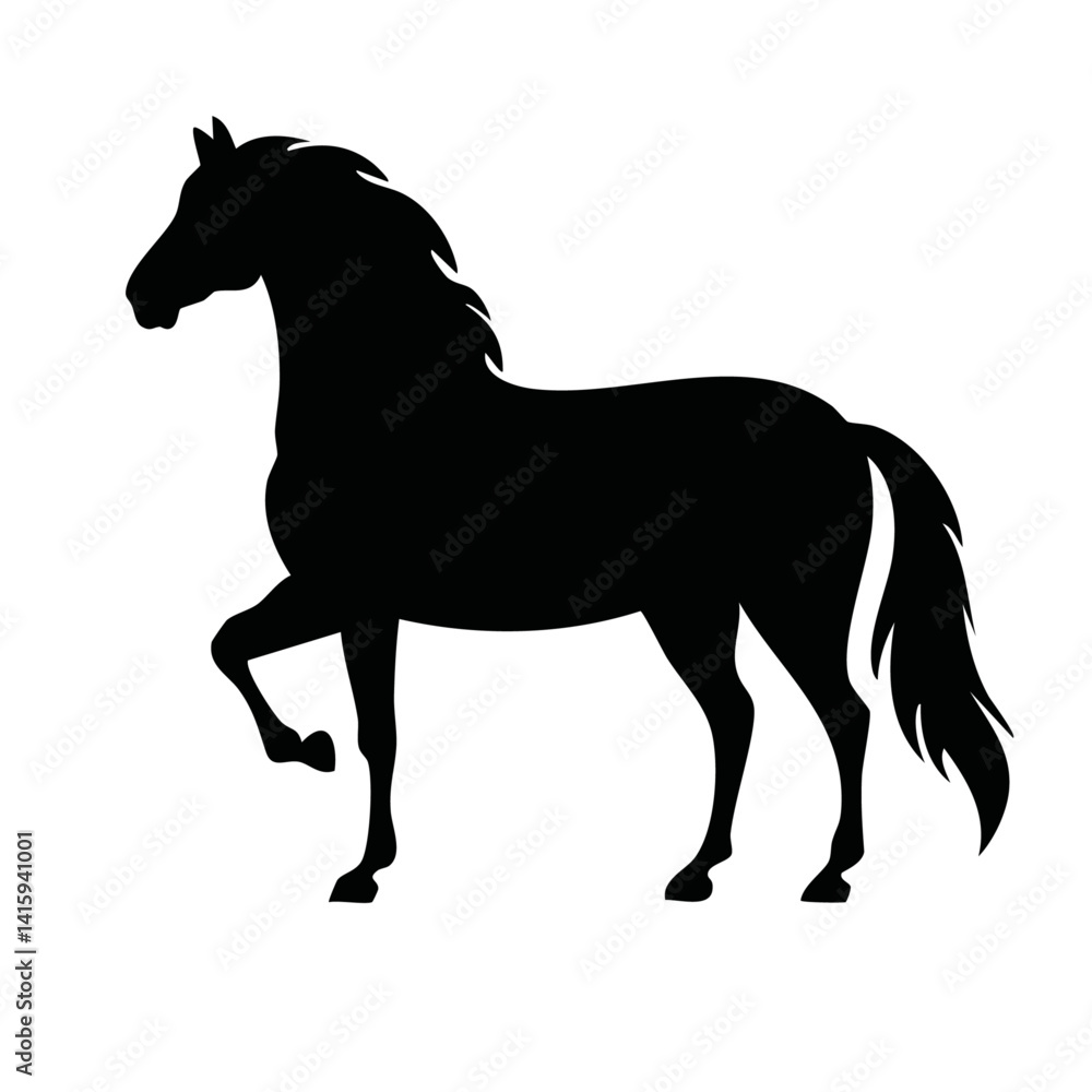vector illustration of horse black and white silhouette design