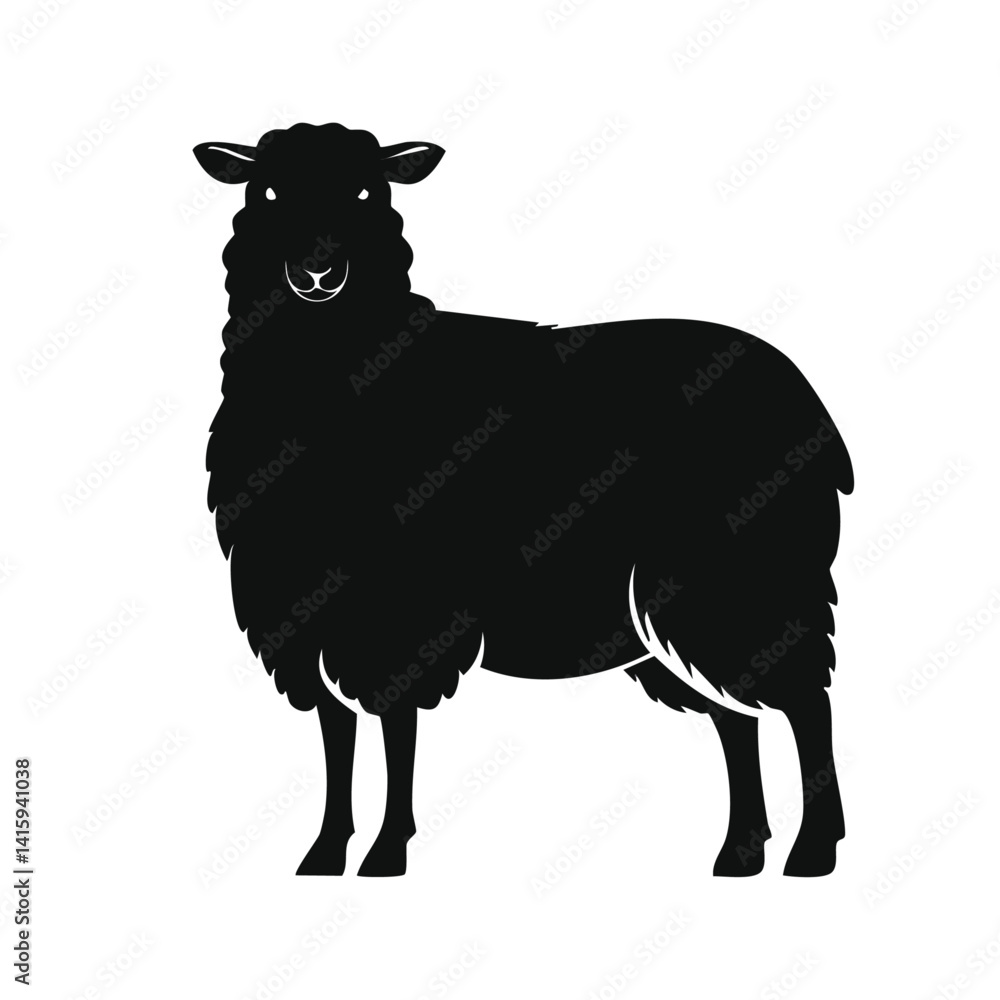 vector illustration of sheep black and white silhouette design