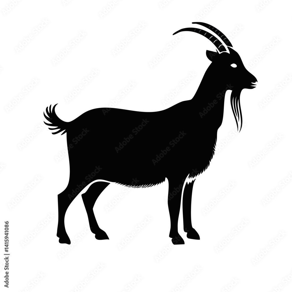 vector illustration of goat black and white silhouette design
