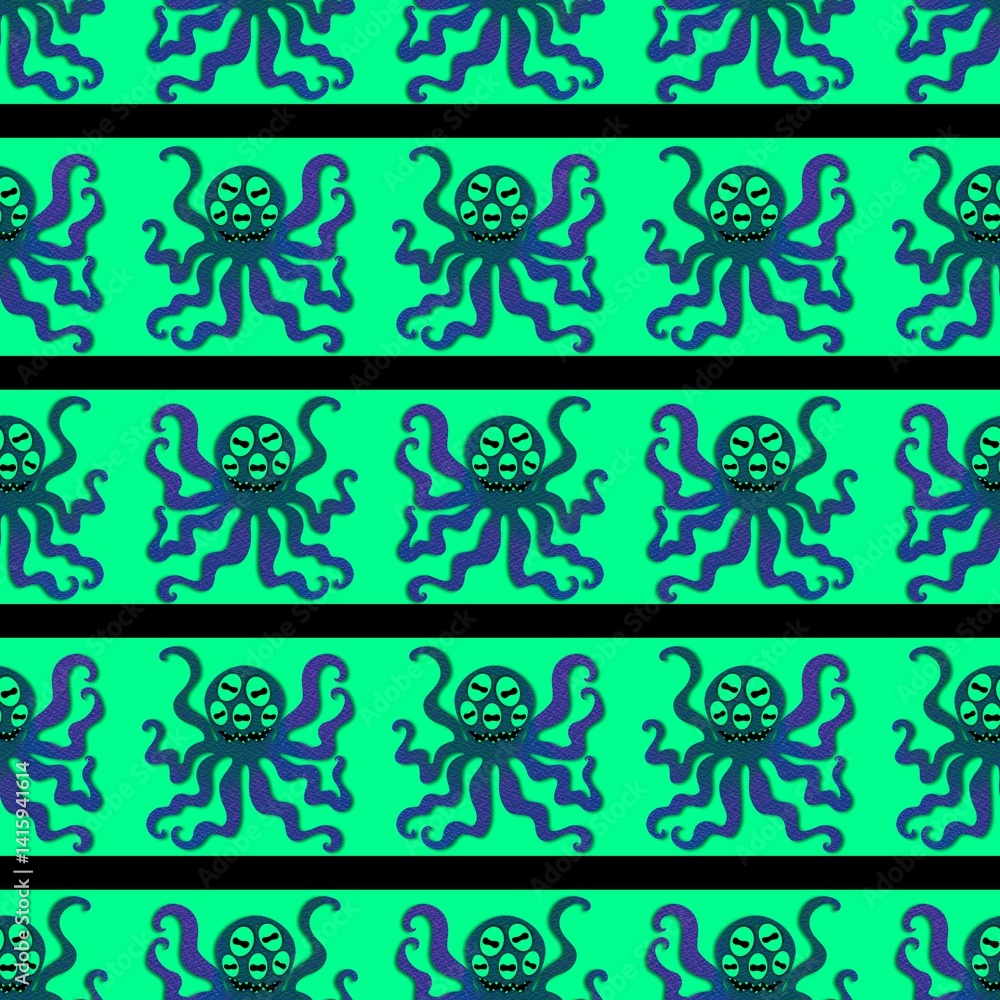 Naklejka premium Summer ocean animals seamless cute octopus pattern for kids clothes print and wrapping paper for fabrics