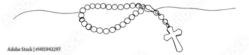 Monoline Rosary Beads with Cross – Minimal Christian Vector