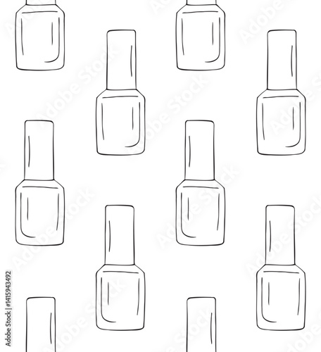 Vector seamless pattern of hand drawn sketch doodle outline nail polish isolated on white background