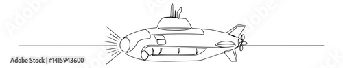 Monoline Submersible Drone with Headlight – Minimal Military Vector