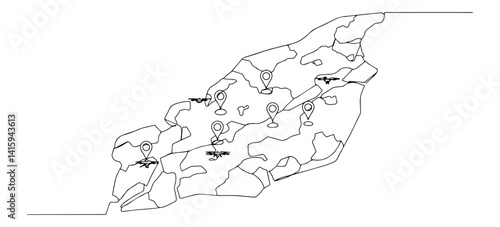 Monoline Battle Map with Arrows and Icons – Minimal War Vector