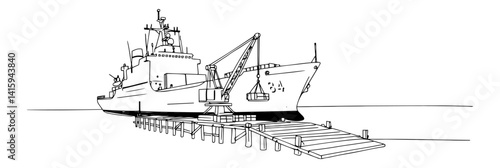 military ship vector drawing