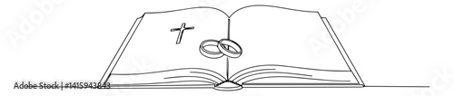 bible with wedding rings vector

