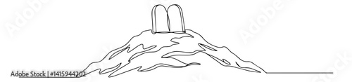line art vector of mount sinai with stone tablets of ten commandments in minimalist religious style