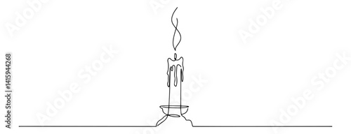 line art of an extinguished candle with smoke, symbolic vector for endings or remembrance