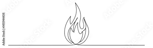simple one line flame drawing, symbolic spiritual fire or energy vector illustration
