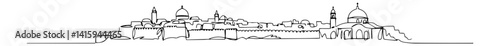 One‑line panorama of ancient Bethlehem hillside skyline under a star‑lit horizon
