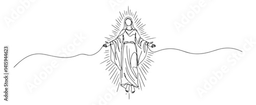 Virgin Mary with rays divider — monoline vector
