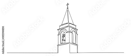 church bell tower line art vector