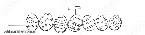 easter egg line vector with cross