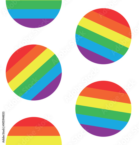 Vector seamless pattern of flat round lgbt flag isolated on white background