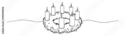 vector christmas wreath with candles