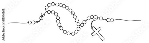 minimal lineart rosary necklace religious vector