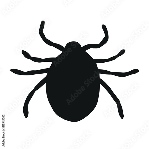Vector hand drawn mite silhouette isolated on white background