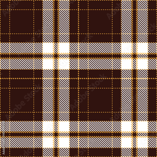 Traditional Seamless Tartan featuring Mellow butterscotch and Mellow dark brown Fabric Design