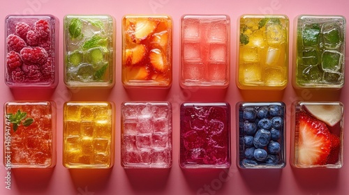 Wallpaper Mural Various colorful refreshing fruit combinations arranged in clear containers Torontodigital.ca