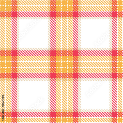 Warm white Seamless Tartan with Traditional butterscotch accents Fabric Design