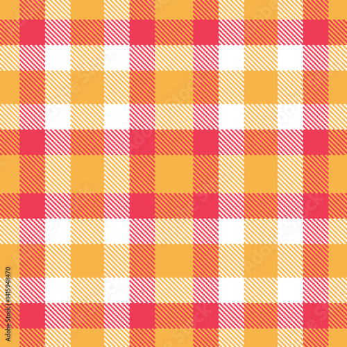 Dark butterscotch Seamless Tartan with Warm watermelon accents Fabric Design