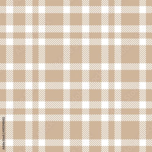 Dusty putty Seamless Tartan with Vintage white accents Fabric Design