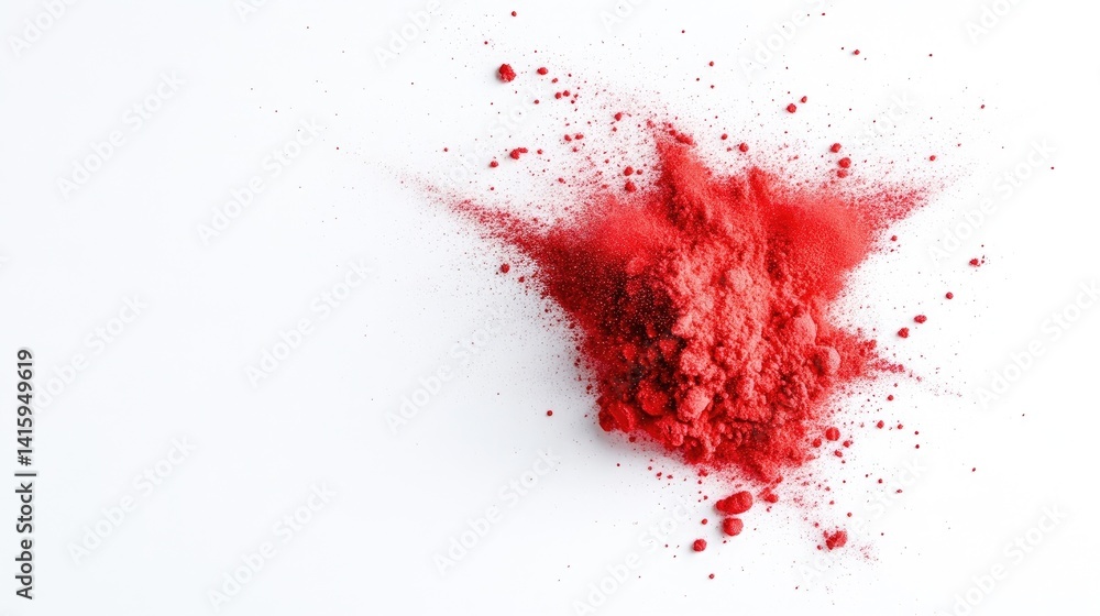 Red powder explosion on white background Red powder explosion on white background