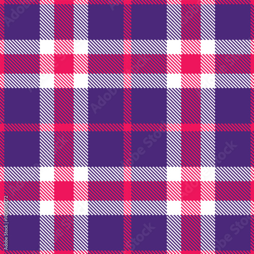 Traditional Seamless Tartan featuring Bright pink red and Fire indigo Fabric Design