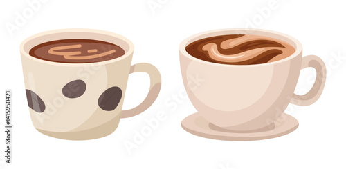Cup of coffee. Flat vector, clipart illustration isolated on white background.