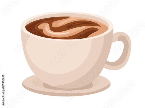 Cup of coffee. Flat vector, clipart illustration isolated on white background.
