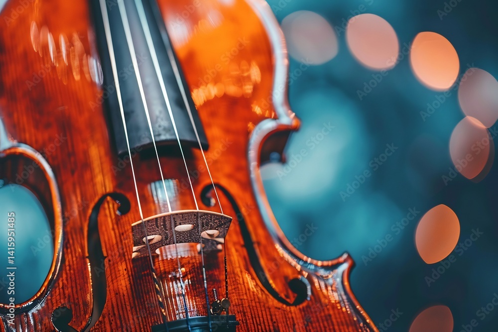 Close up low light shot of violin under a soft spotlight dramatic contrast enhancing curves Close up low light shot of violin under a soft spotlight dramatic contrast enhancing curves