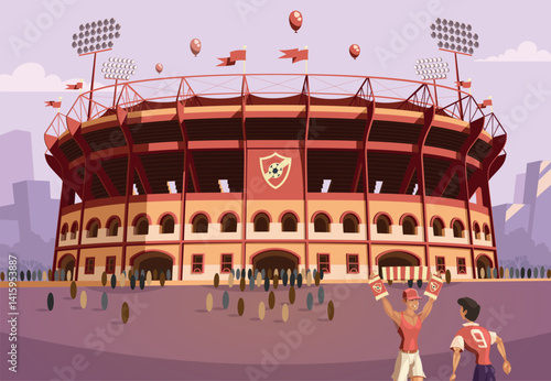 Football stadium before the match vector illustration