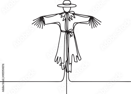 Simple Line Art of a Scarecrow Icon