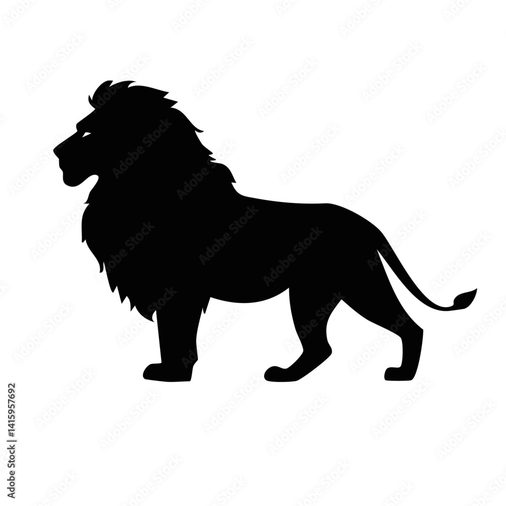 lion vector silhouette black and white design