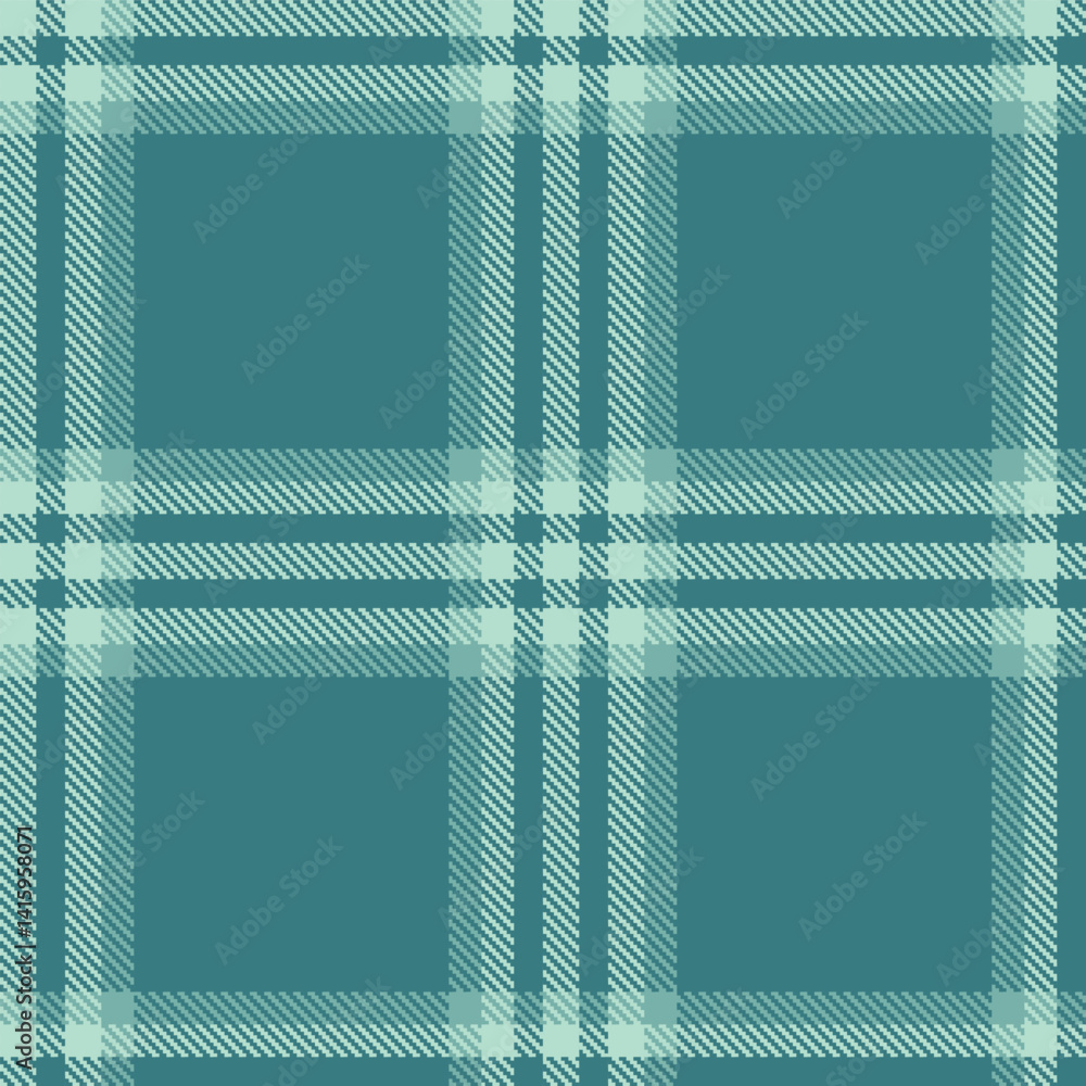 Fototapeta premium Dark pale aqua and Highland deep aqua Seamless Tartan Fabric Design