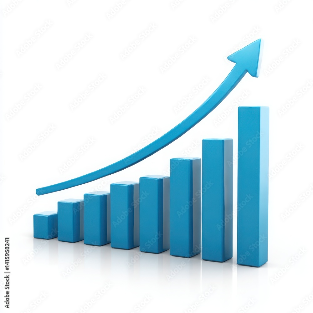 A chart showing growth with an ascending blue arrow line A chart showing growth with an ascending blue arrow line