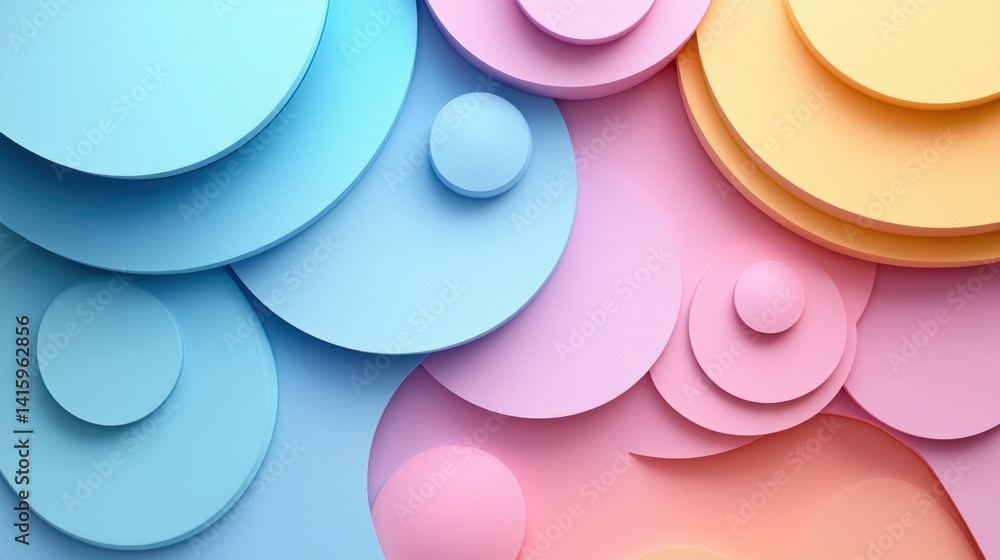 Obraz premium Pastel Colored Circles in Soft Gradient Paper Texture Background