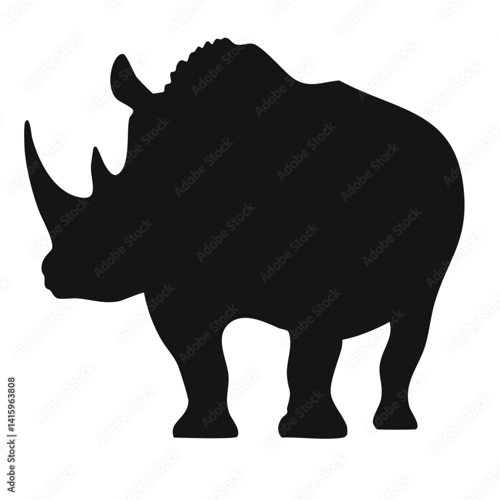 rhino on white background silhouette vector design
