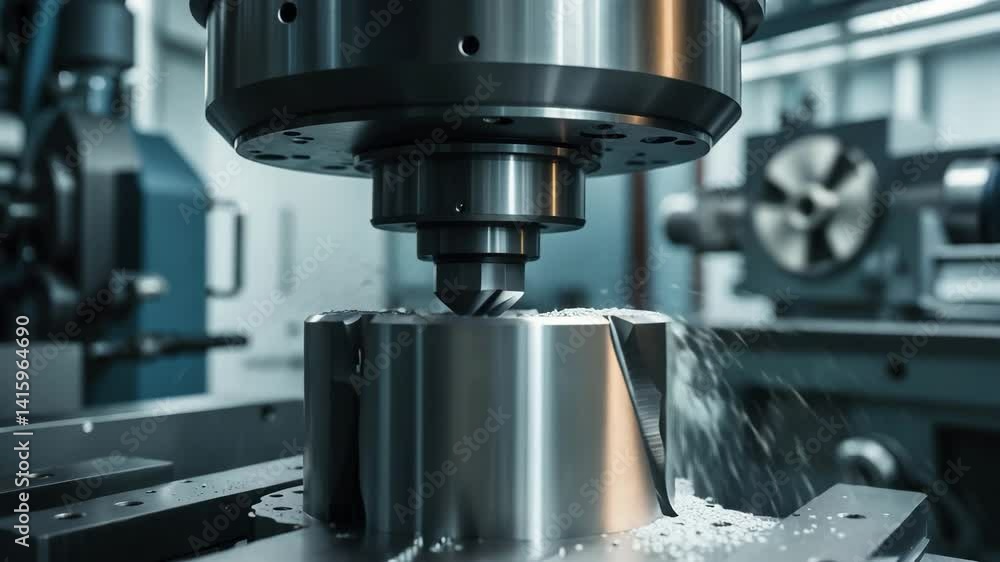 Close-up view of the lathe cutting tool while cutting the component. Close-up view of the lathe cutting tool while cutting the component.
