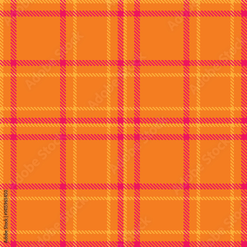 Traditional Seamless Tartan featuring Pale pumpkin orange and Warm butterscotch Fabric Design