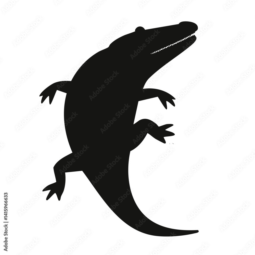 crocodile vector silhouette black and white design
